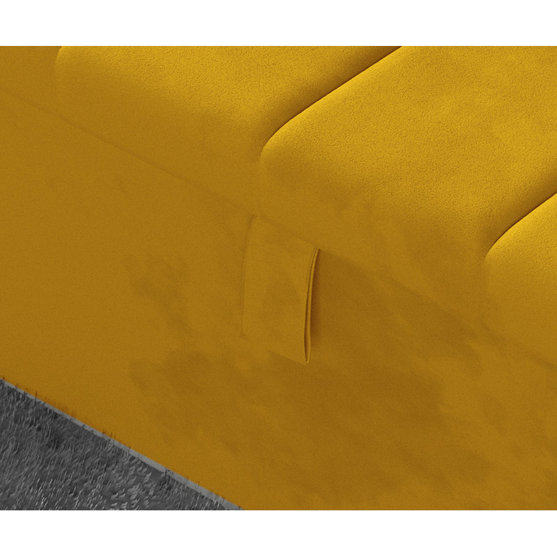Alakay 102cm Wide Rectangle Striped Ottoman Storage Box with Hydrolic Arm, Plush Turmeric