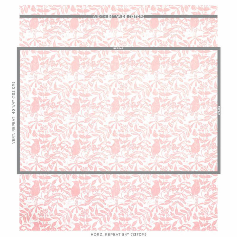 Schumacher x Molly Mahon Bird & Bee Fabric, Pink