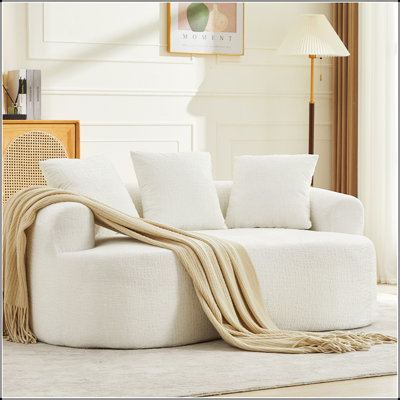 Curved Chenille Loveseat With 3 Plush Pillows, No Assembly Needed, Perfect For Small Spaces And Comfort