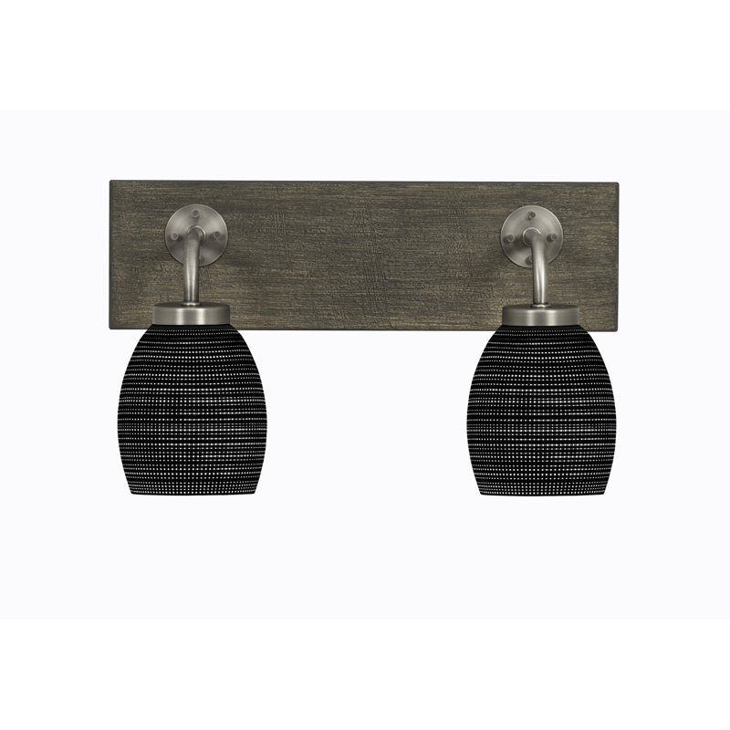 Barre d'éclairage de salle de bain 2 lumières Oxbridge avec finition en métal et verre blanc de 5 po, Transparent