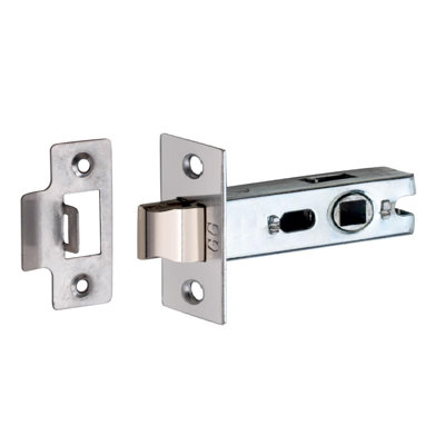  Bolt Through Sprung Lever Door Handle Tubular Latch in Matt Black Finish, Nickel Plated - 75mm