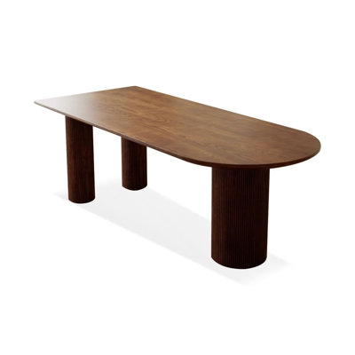 Nut-brown Half-circle Solid Wood Dining table