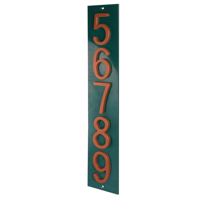 Plaque d'adresse verticale en aluminium Royal Shade, Cuivre, Oui, Vert