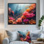 «Little Fishes God Rays Deep Ocean» - art mural corail
