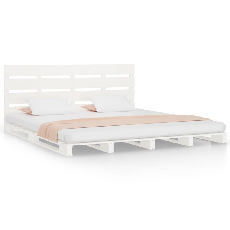 Bed Frame Solid Wood, Small Double (4'), white