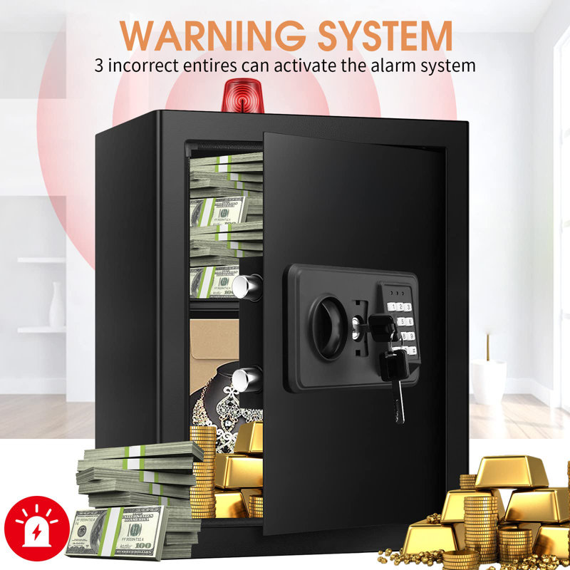 Black 3.0 Cubic Feet Digital Fireproof Safe with Electronic Keypad