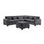 Grey Chenille Sectional With Adjustable Back Support, Charging Ports, Side Pockets, , , Pillows , Pillows, Throw