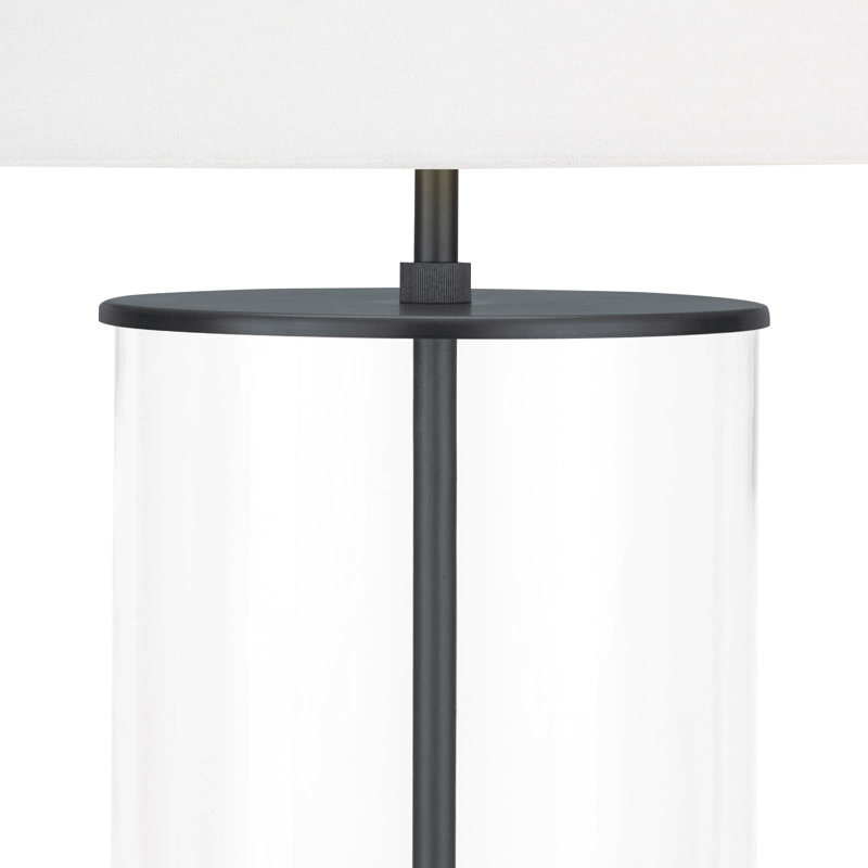 Oil Rubbed Bronze Glass Table Lamp with Linen Shade