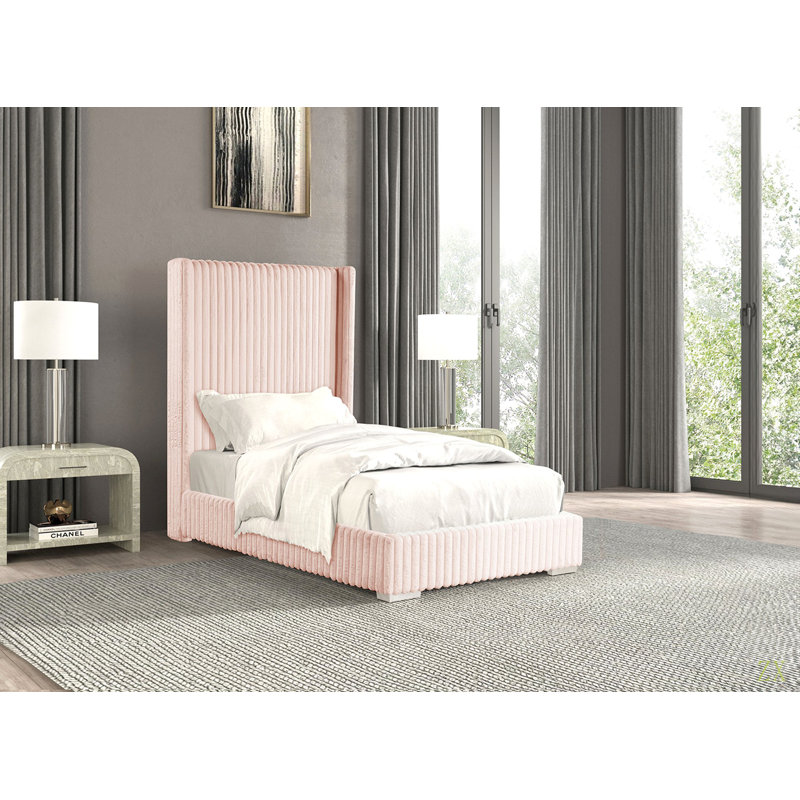Lit chenille contemporain 1 pièce, Lit simple, Rose