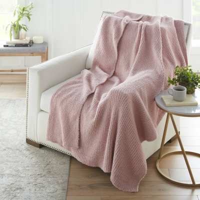 Crafted by Catherine Premier Ribbed Cozy Knit Throw Blanket 60" x 70" Inches, Soft Comfy Decorative Throw for Couch Bed Sofa Travel