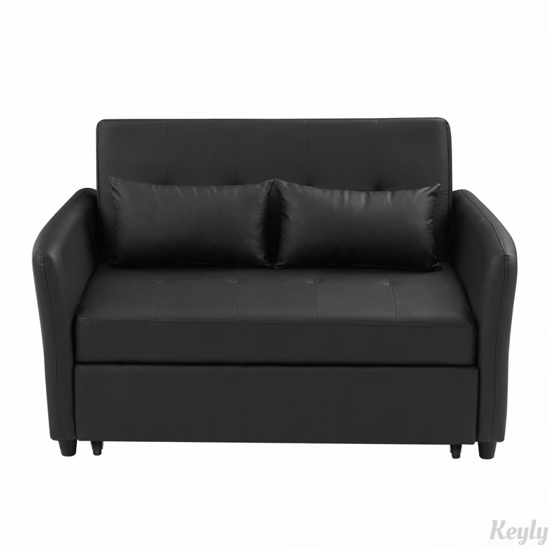 Fauteuil convertible avec 3 ports USB, Similicuir noir