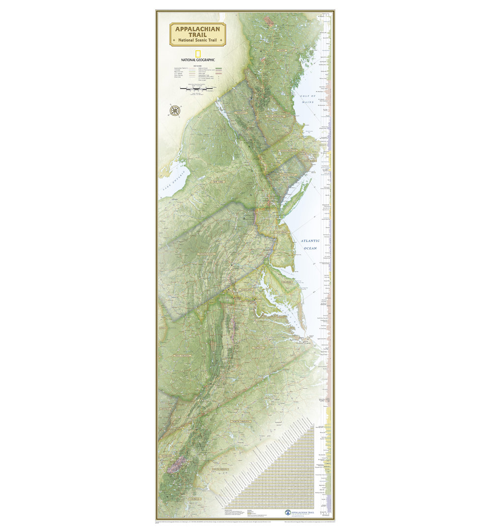 Appalachian Trail Laminated Map National Geographic Maps