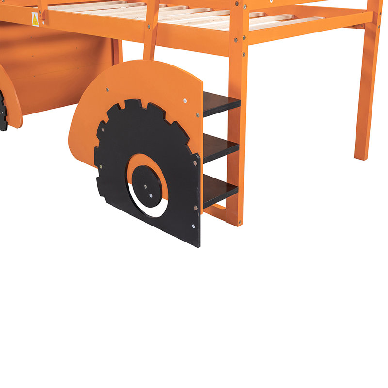Lit pour enfant en bois massif Abrom, Orange