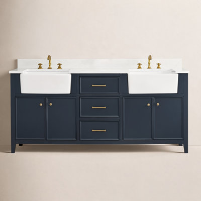 Aisa 72" Pine Double Bathroom Vanity