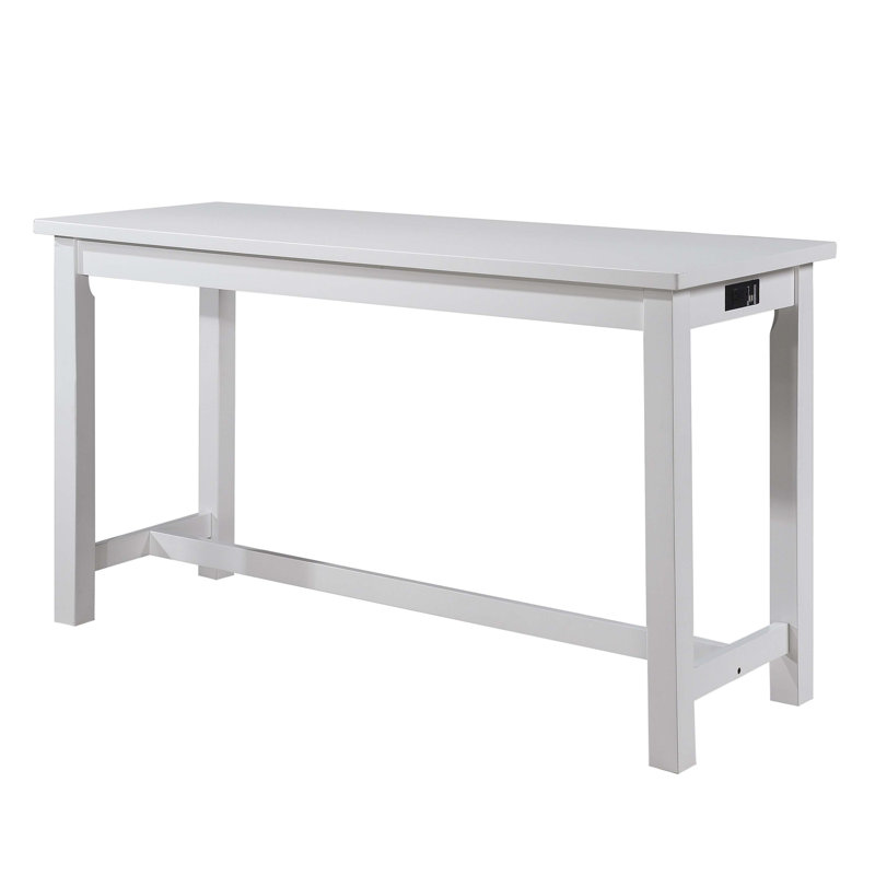4pc Counter Height Dining Set White Finish Counter Height Table w Drawer Built-in USB Ports Power Outlets and 3 Stools Casual Dining Furniture