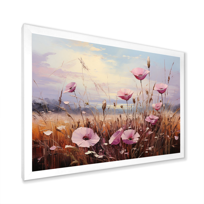 «Bloomed Flower Horizons II» sur toile, H 16 po x l 32 po x P 0,5 po, Cadre simple blanc