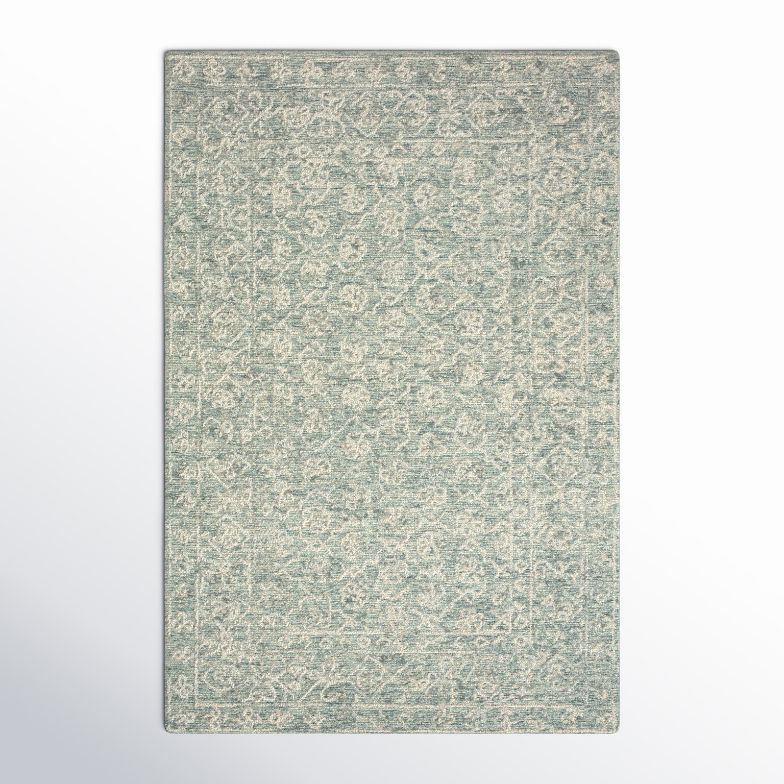 Millcreek Handmade Wool Ocean/Ivory Rug, Rectangle 5' x 7'6"