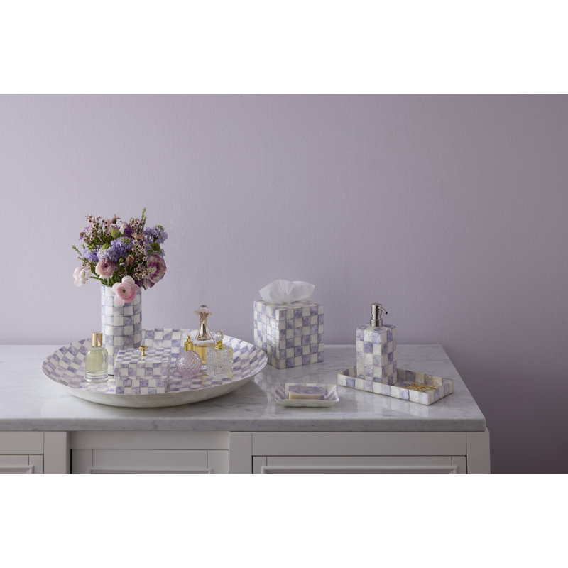 Violet Check Capiz Small Vase
