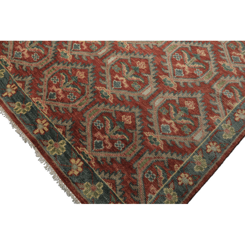 Tapis transitionnel rose en laine noué à la main 9 pi 2 po x 12 po Oushak