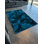 Blue Themed Mixed Geometric Shape Marble Patterned Creative Modern Decorative Rug