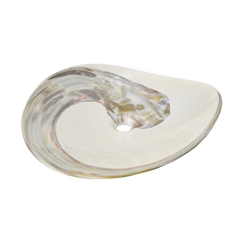 Murano Glass Oval Vessel Bathroom Sink, Abalone
