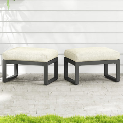 2 Pieces Outdoor Aluminum Ottoman