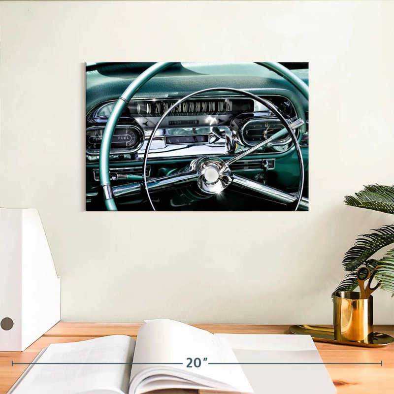 Mehar Vintage Car Chrome Steering, 8" H x 12" W