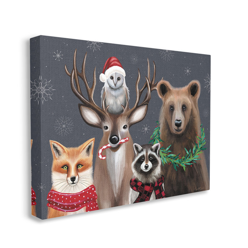 "Winter Woodland Animals" par Elizabeth Tyndall sur toile, H 24 po x l 30 po