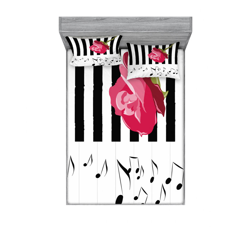 Microfiber Abstract Sheet Set, Queen Sheet Set with Fitted Sheet