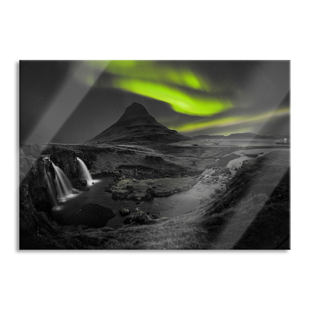 Glasbild Kirkjufell Wasserfall