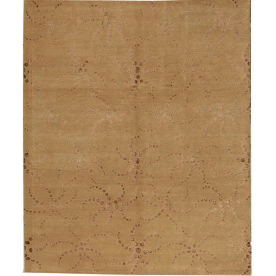 Wool Geometric Area Rug in Gold