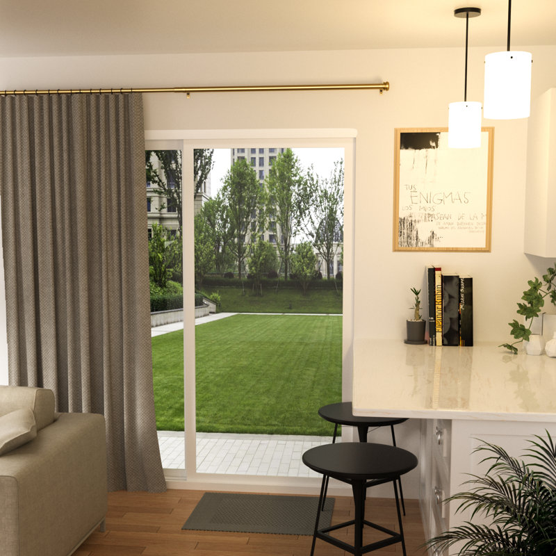 Tringle à rideaux réglable noire avec 2 embouts et raccords, 28" - 48", Argent