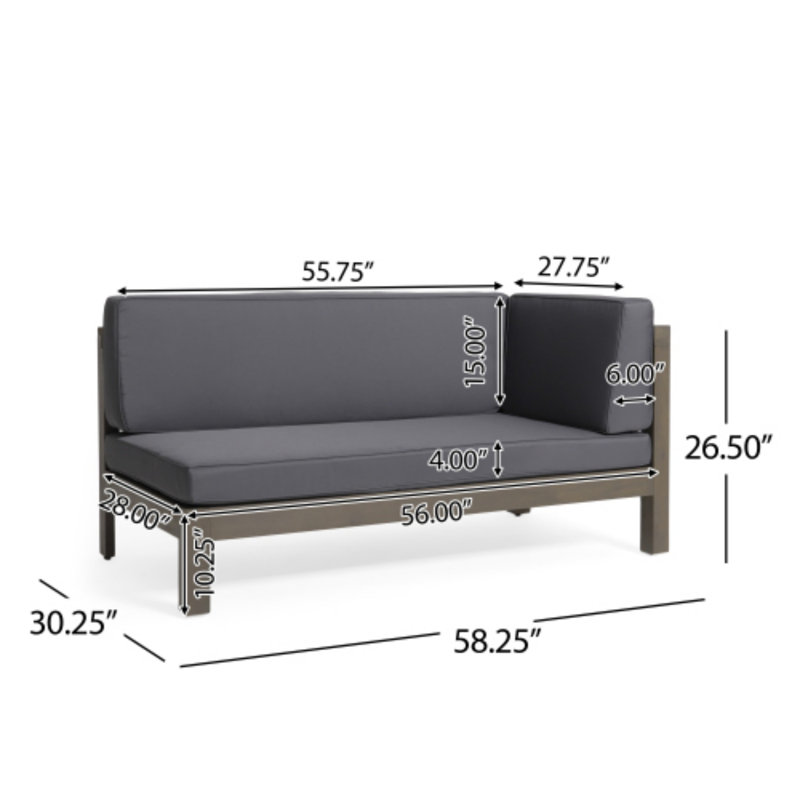 X-BACK RIGHT CORNER BENCH OF SET 2