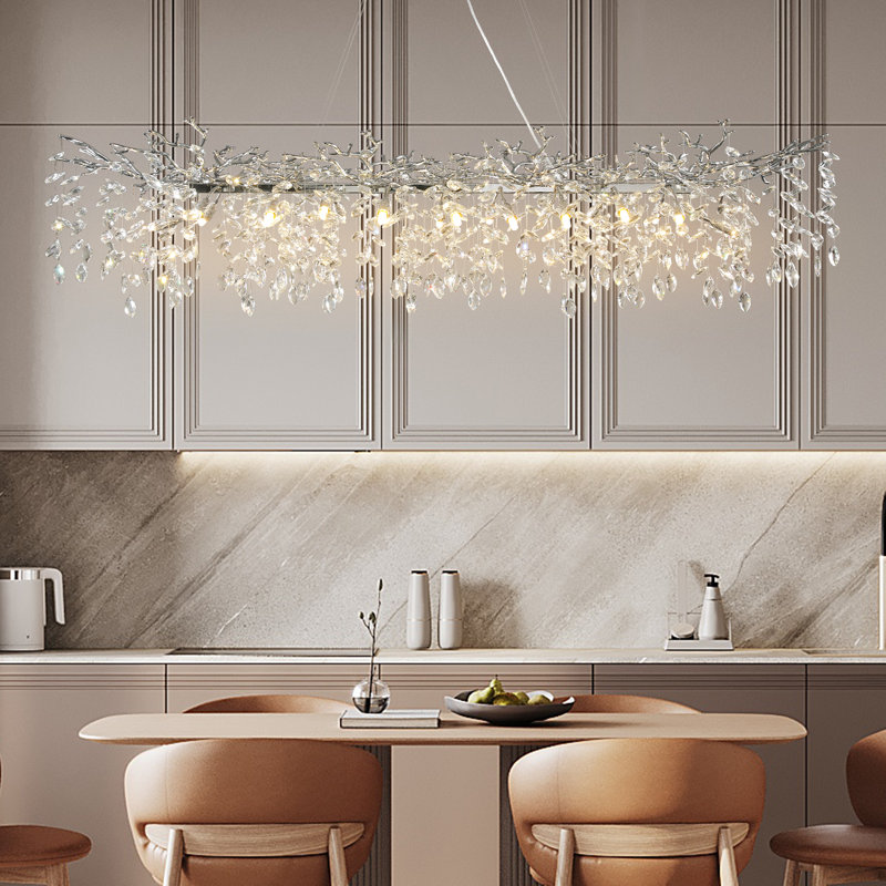 Lustre moderne en forme de goutte de cristal K9, Argent, 20, H 17 po x l 25 po x P 71 po