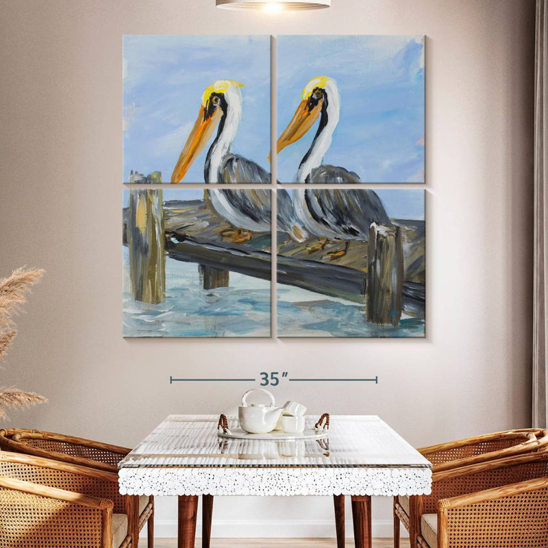Brampt Pelicans On Deck, 50'' H x 50'' W