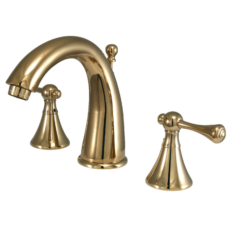Widespread Bathroom Faucet with Drain Assembly, Polished Brass