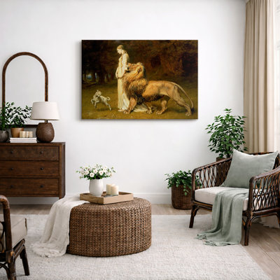 Una and the Lion Artwork, Living Room Pictures, Framed Canvas Giclee Print Wall Art.