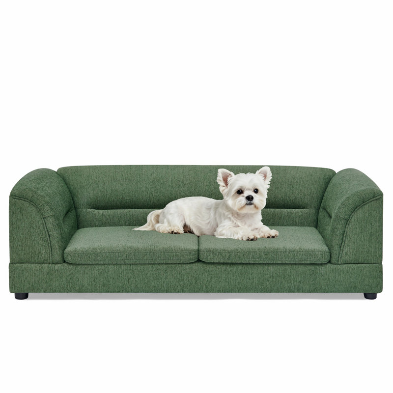 Pet Sofa, Rectangular Dog Sofa, Pet Couch for Dogs, Olive Green