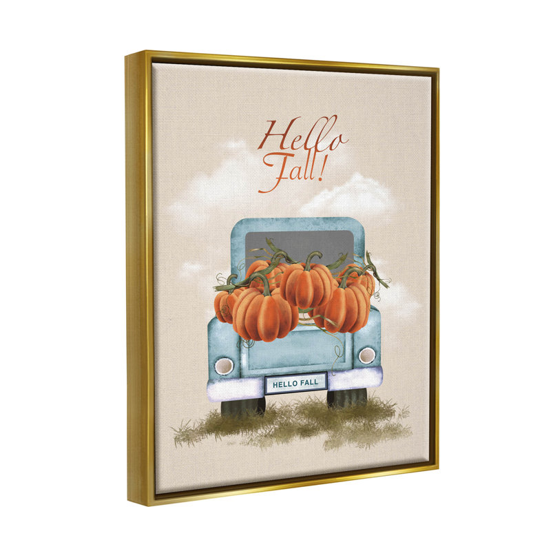 «Hello Fall Seasonal Autumn Pumpkins Floater», art mural par Andrea Jasid Grassi, H 31 po x l 25 po x P 1,7 po