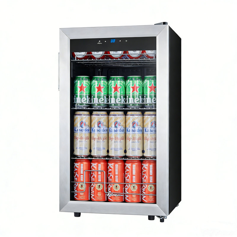 Kalamera Mini réfrigérateur autoportant avec 102 canettes, réfrigérateur, refroidisseur d'eau pour boissons gazeuses, bière, vin, contrôle numérique de la température avec lumière blanche pour la maison, dortoir, bar de cuisine