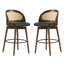 Tabouret de bar d'intérieur en bois, fini noyer avec revêtement, ensemble de 2