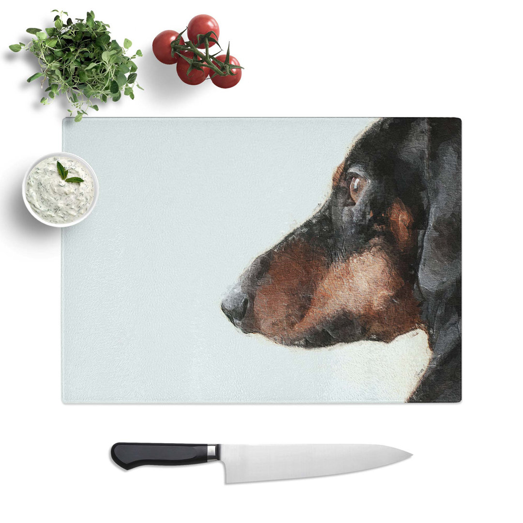 Tempered Glass Dachshund Dog Chopping Board