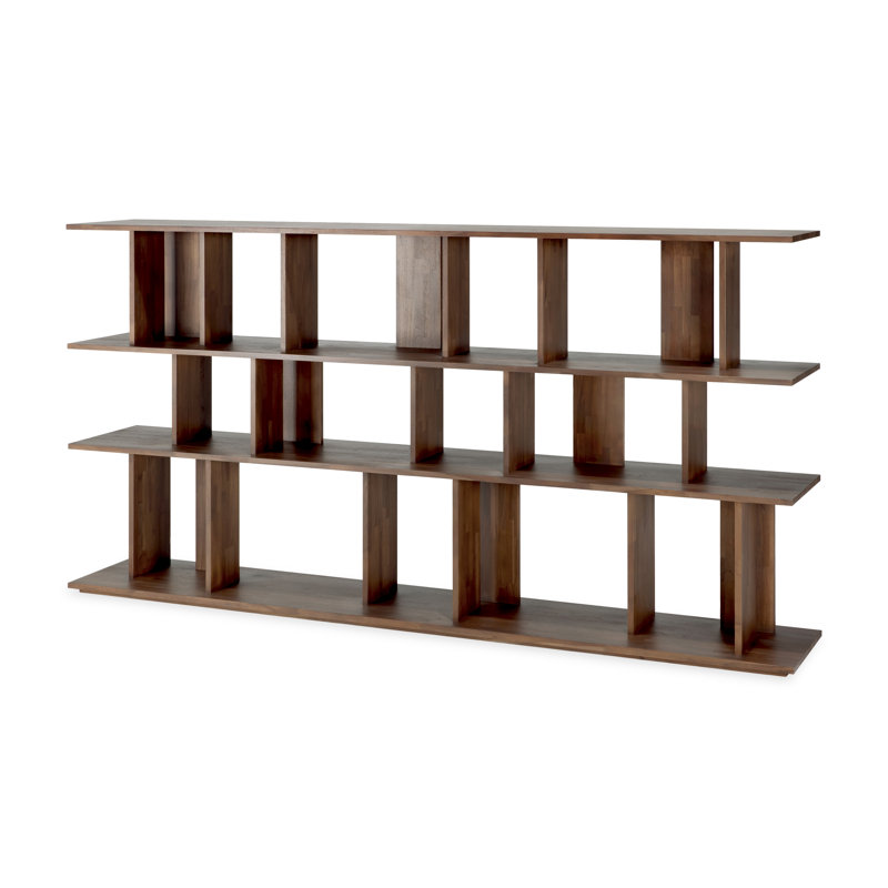 Irregular Solid Wood Geometric Bookcase, 45.5" H x 88" W x 14.5" D