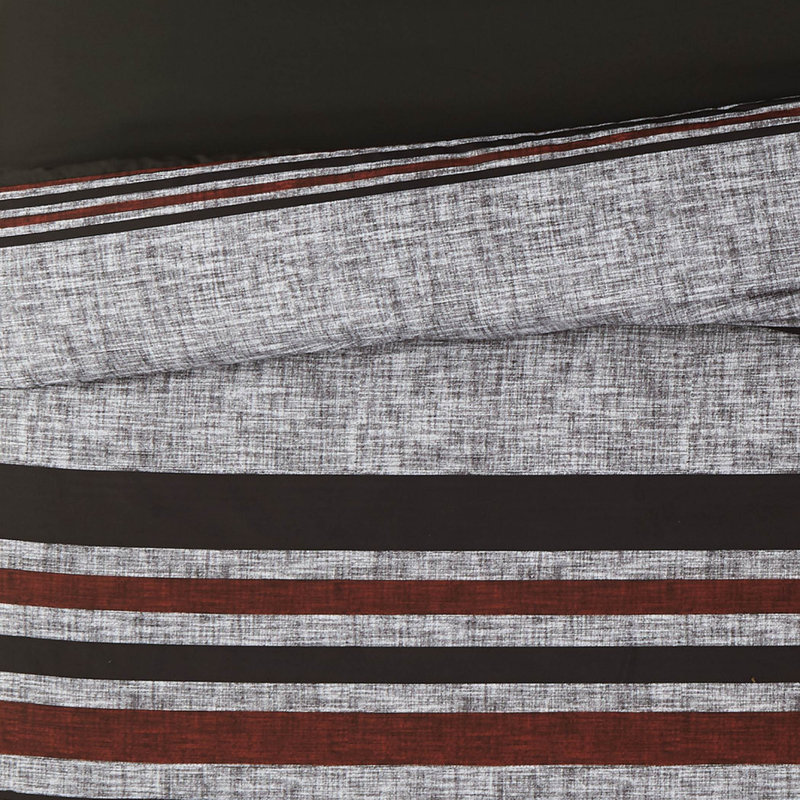 London Fog Warren Stripe Duvet Cover Set, Queen Duvet Cover + 1 Standard Sham