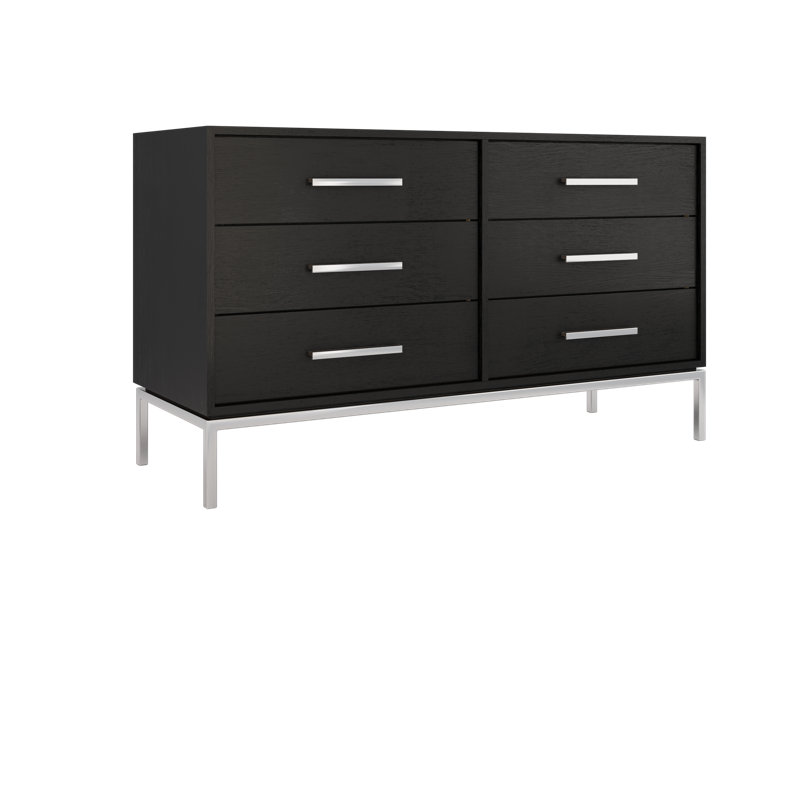 Rift White Oak Double Drawer Bath Vanity, 60", Classic Black, Polished Chrome