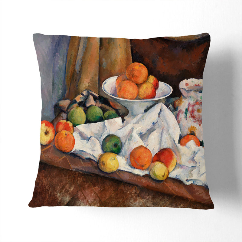 Still Life With Apples And Oranges Square Throw Cushion, 55cm H x 55cm W x 20cm D