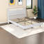 Très grand lit tapissier moderne en velours beige avec rangement à DEL pour la maison