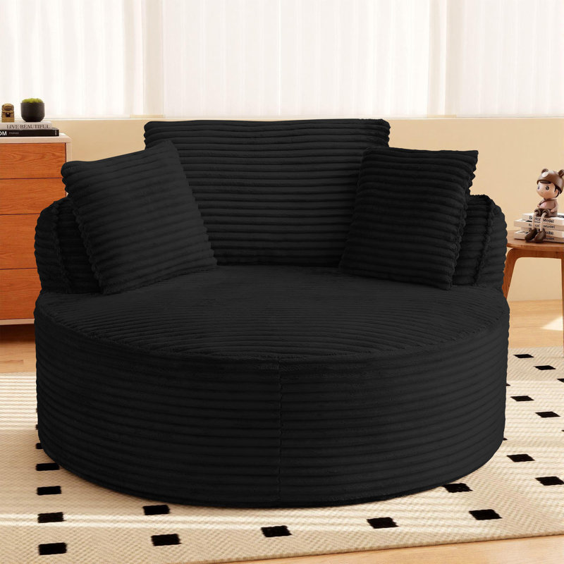2 pièces - Chaise longue surdimensionnée à compression de 53 po, Noir