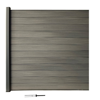 Panneau de clôture d'intimité composite imitation bois gris château 1,83 m x 1,83 m, supports à enfoncer à griffes