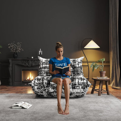 Bean Bag Chair, Fireside Chair, Large Bean Bag Chair For Adults, Bean Bag Chairs For Teens With High-Resilience Foam, Non-Slip Base Floor Lounge Sofa,Living Room (Single)